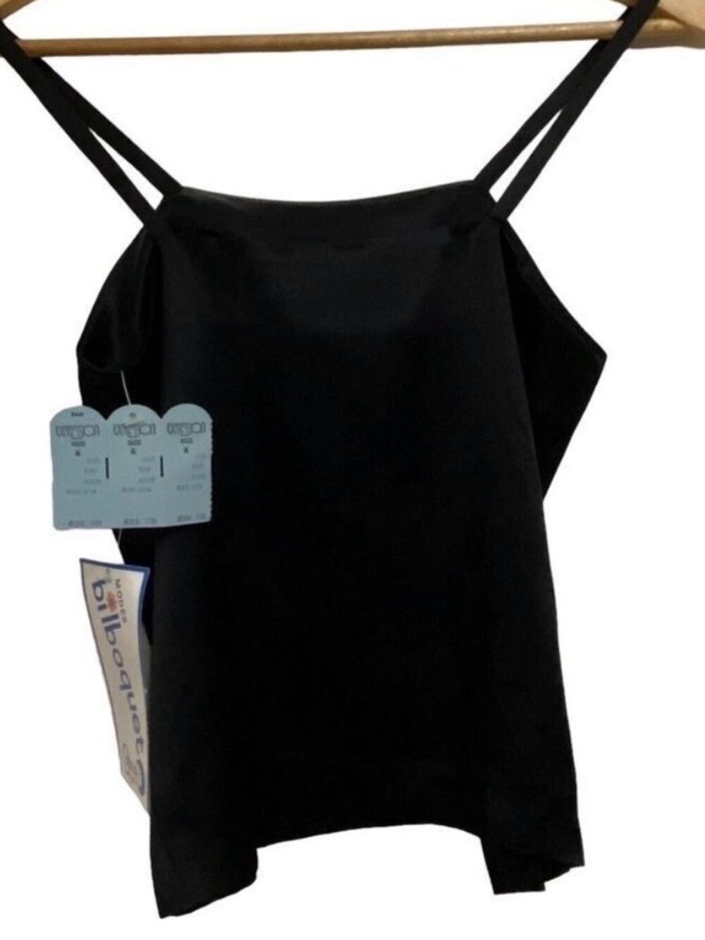 Y2K Bilboquet slip top spaghetti straps crop silky black underwear size 5-6